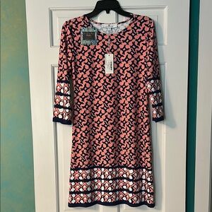 NWT Jean-Pierre Klifa - Patterned coral and navy dress